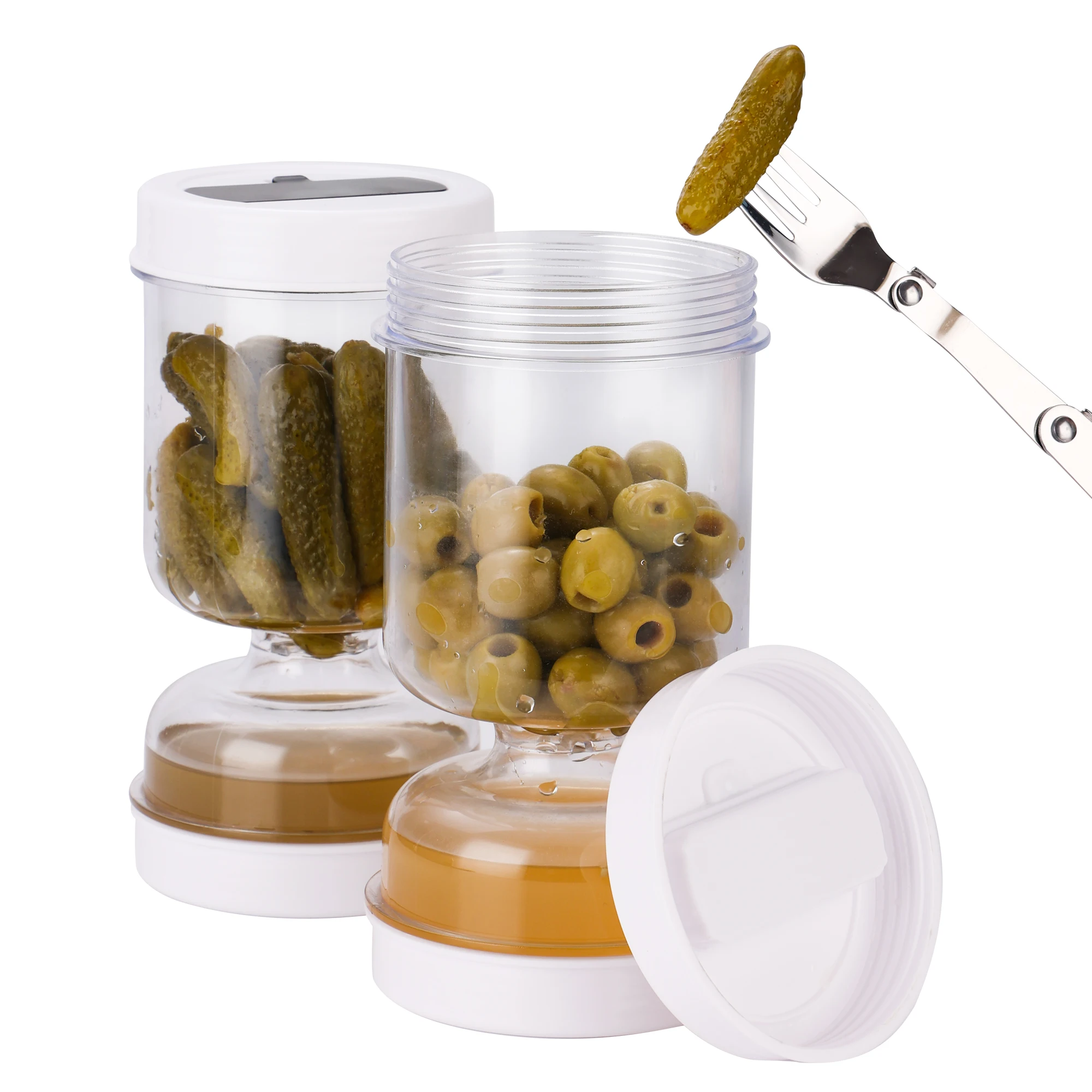 Korean Kitchen Gadgets - Pot de cornichons avec fourchettes, distributeur