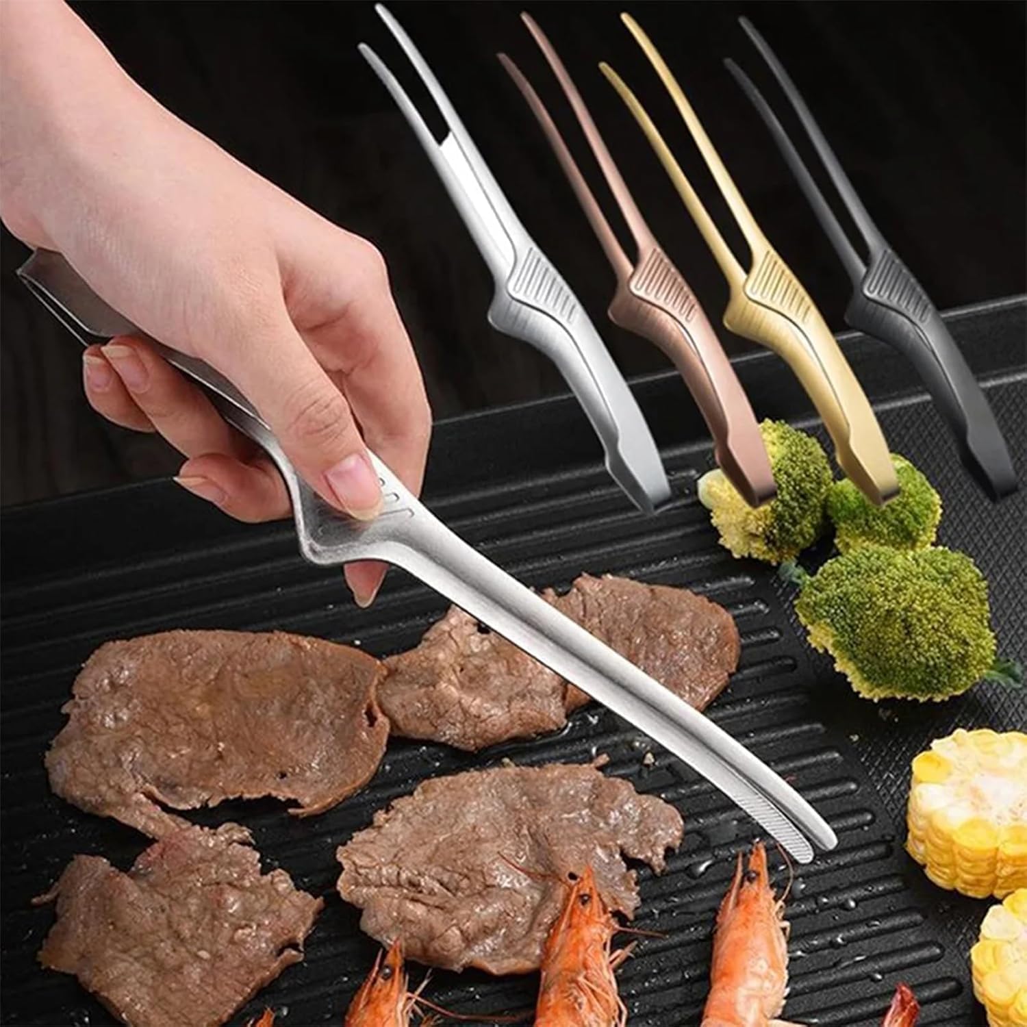 Korean Kitchen Gadgets - Pinces à nourriture en acier inoxydable,